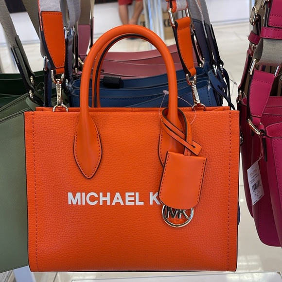 MICHAEL KORS
Mirella Small Pebbled Leather Crossbody Bag Tote 
Poppy 
NWT - Picture 1 of 16